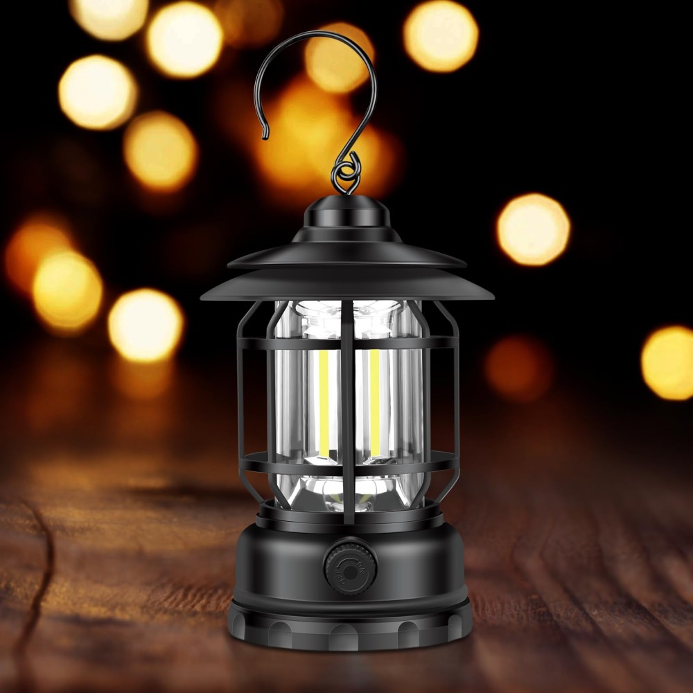 1 Set Warm Light Vintage Tent Lamp Portable Lantern Camping Light 20-200 Lumens Multifunctional
