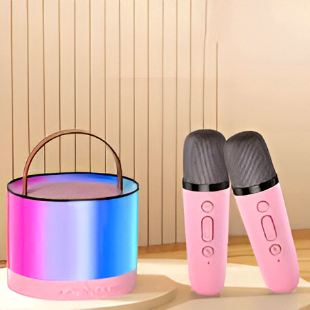 K52 Wireless Bluetooth Speaker Multifunction double Microphone Portable Music Player Karaoke Machine for Child Home Party