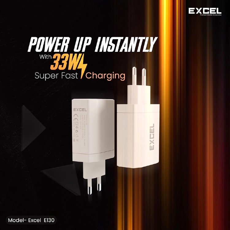 Excel E130 PD 33W High Quality Type-C fast charger with cable
